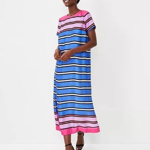 Ann Taylor Petite Multicolored Stripe  Dress